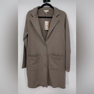 Synergy Organic Clothing Knit Blazer Jacket Pockets Women's Neutral‎ Casual